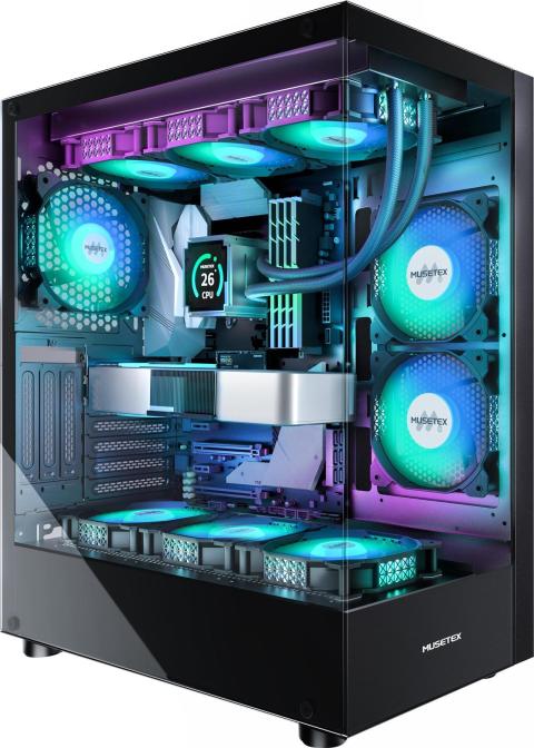 MUSETEX K2 PC CASE ATX w/ 6 PWM ARGB Fans Pre-Installed